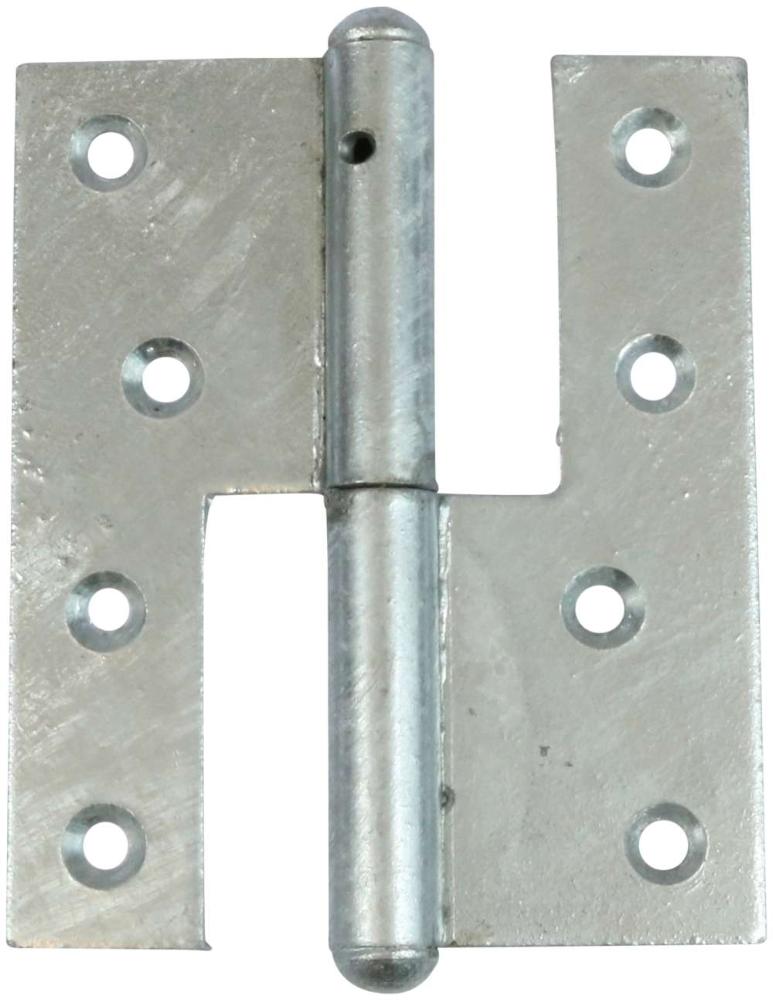 Let dørhængsel 109×38 mm med skarpe hjørner, højrehængt – varmforzinket