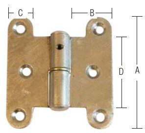 Dørhængsel med kort ryg med runde hjørner, venstrehængt – grå