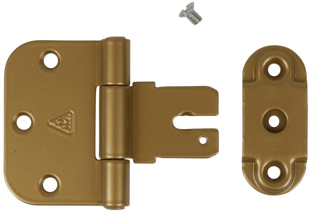 Indstikshængsel guld med runde hjørner, vendbart – gul/guld