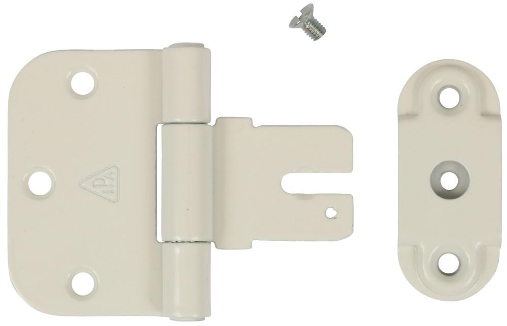 Indstikshængsel hvid med runde hjørner, vendbart – hvid