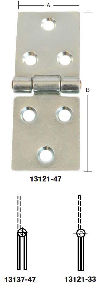 Bladhængsel 25×72 mm med skruer med skarpe hjørner – elforzinket blå