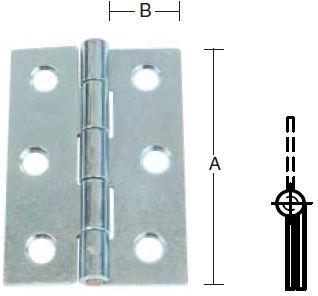 Kanthængsel 64 mm 2 stk. med skarpe hjørner – elforzinket blå
