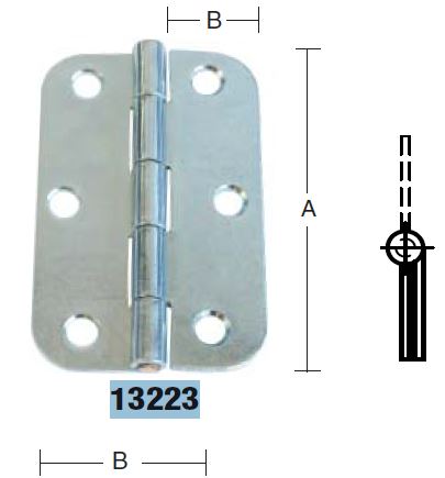 Kanthængsel 76 mm med runde hjørner – elforzinket