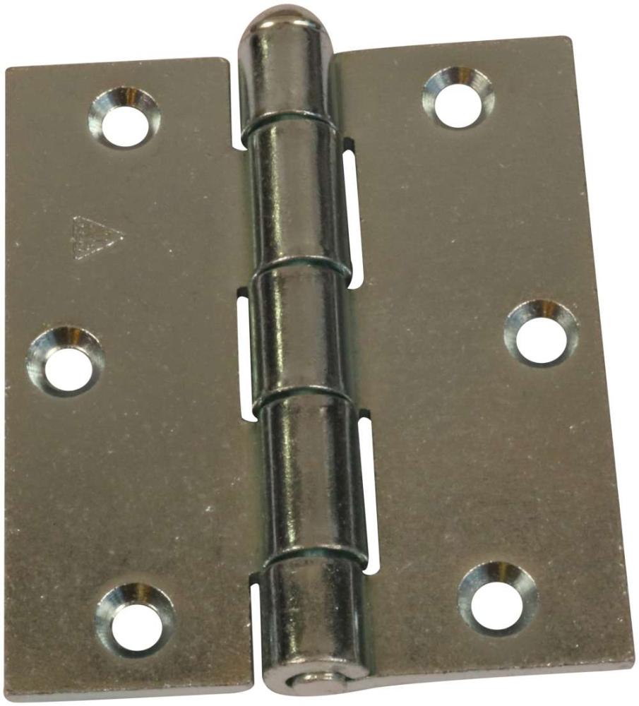 Svært kanthængsel 88×76 mm med skarpe hjørner – elforzinket blå