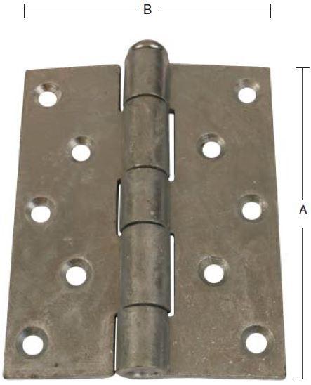 Svært kanthængsel 130×102 mm med skarpe hjørner – varmforzinket
