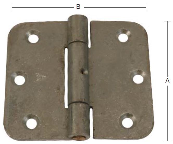 Kanthængsel 80×90 mm med runde hjørner – varmforzinket