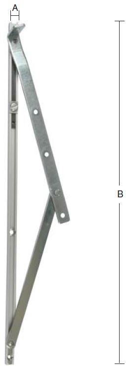 Topstyret vinduesbeslag med friktion – længde 250 mm