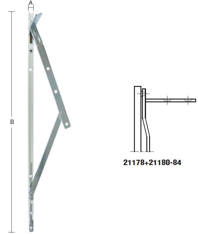 Topstyret vinduesbeslag med friktion – længde 293 mm