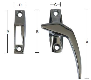 Vinduesforvrider venstre 95 mm – forcromet
