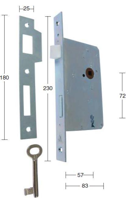 Danzigerlås til indvendige døre – til venstre dør – elforzinket blå