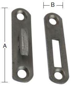 Sengebeslag 65 mm 1 sæt i stål med runde hjørner – blank/ubehandlet