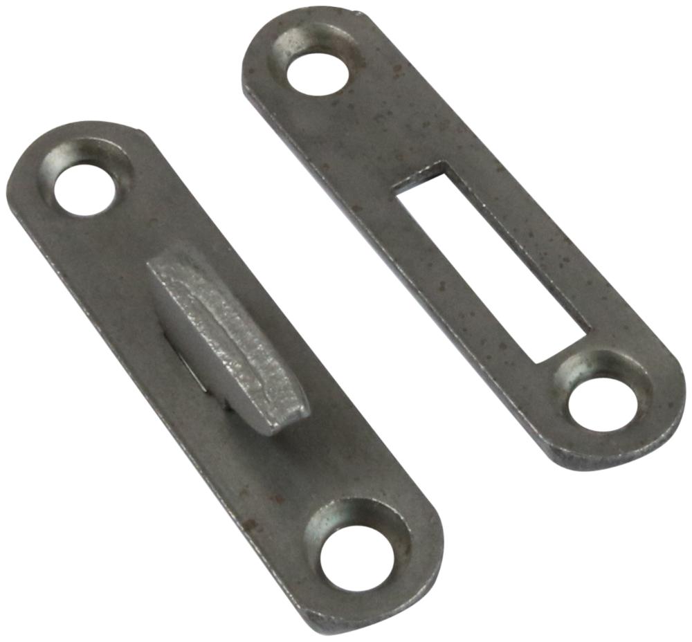 Sengebeslag 65 mm 1 sæt i stål med runde hjørner – blank/ubehandlet