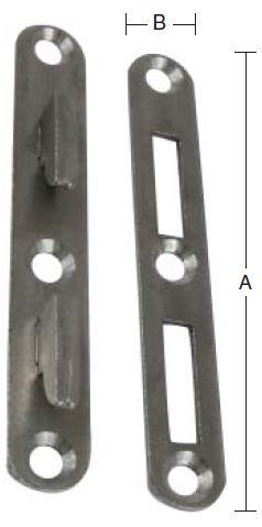 Sengebeslag 105 mm 1 sæt i stål med runde hjørner – blank/ubehandlet