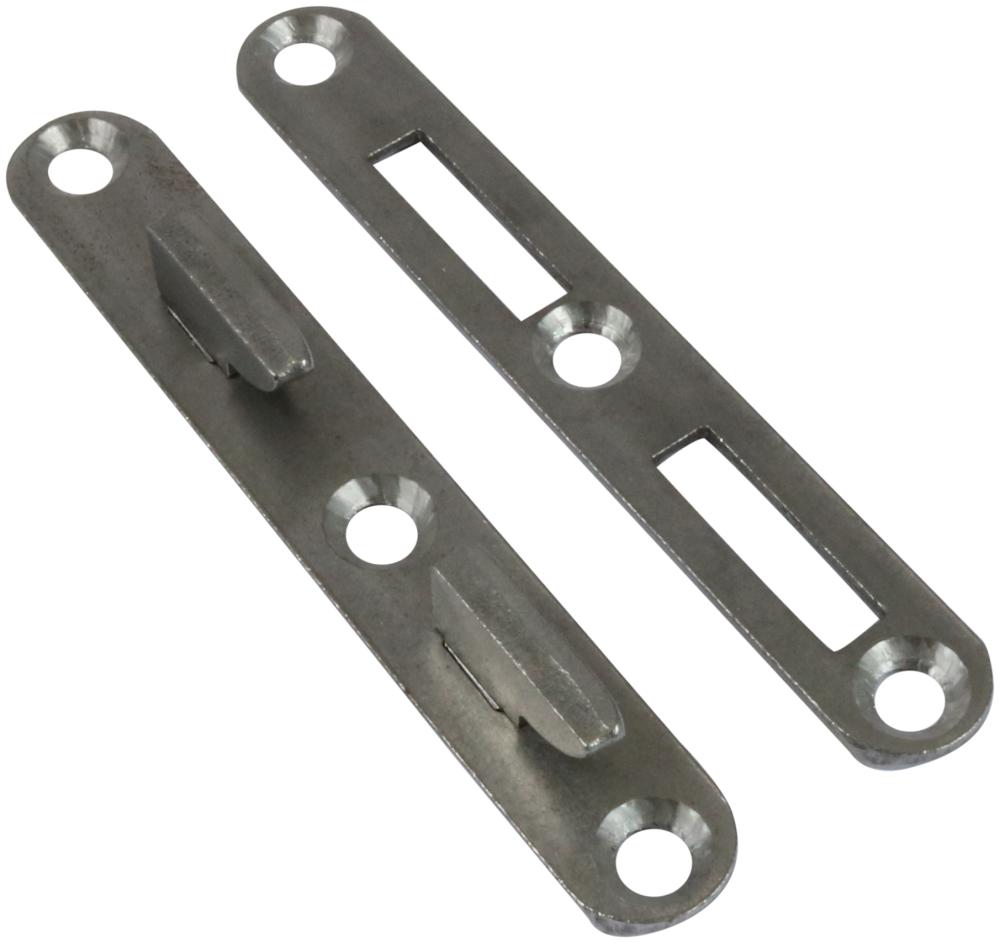 Sengebeslag 105 mm 1 sæt i stål med runde hjørner – blank/ubehandlet