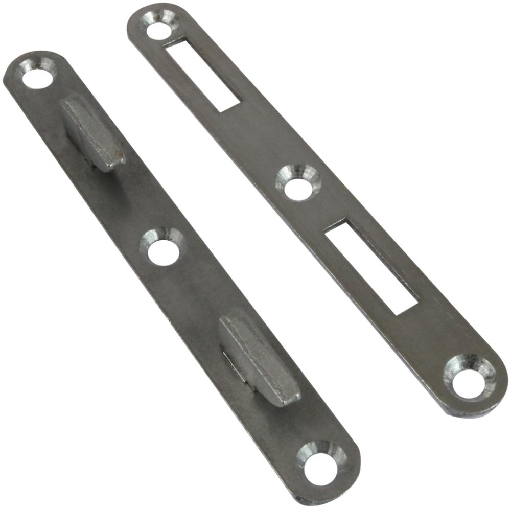 Sengebeslag 130 mm 1 sæt i stål med runde hjørner – blank/ubehandlet