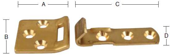 Klapbordbeslag i messing – blank/ubehandlet