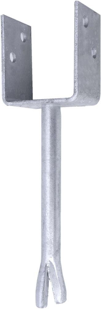 Stolpebærer 75 mm U-profil 75×90 mm, pind 200 mm –  varmforzinket