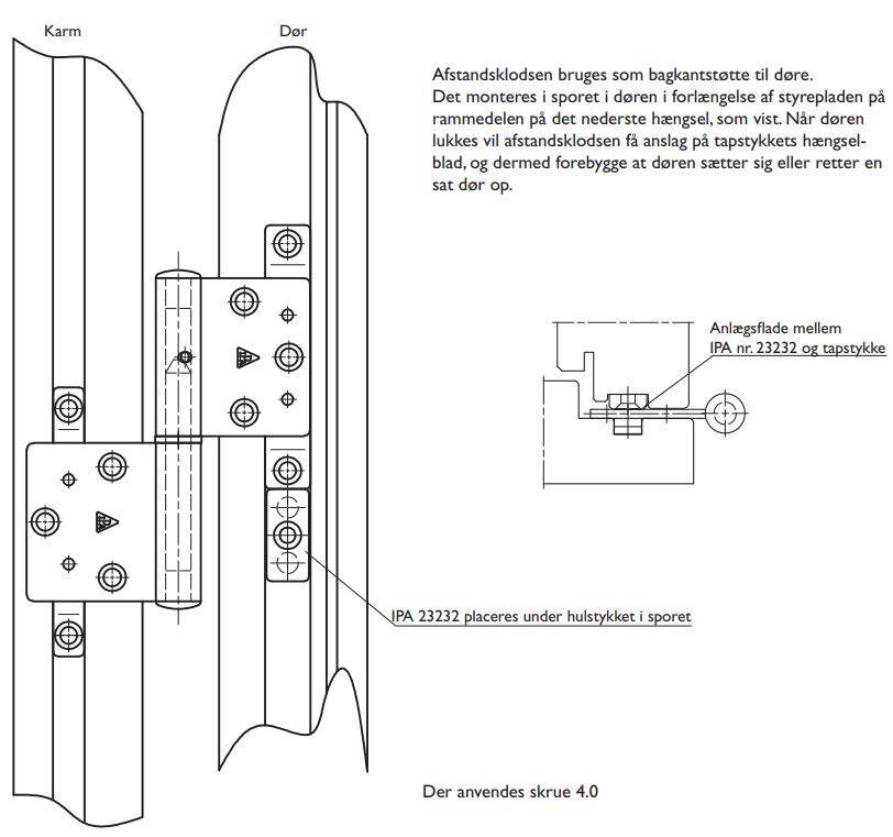 Afstandsklods 17 mm til døre